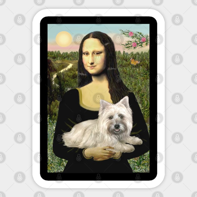 Mona Lisa and her Wheaten Cairn Terrier Sticker by Dogs Galore and More